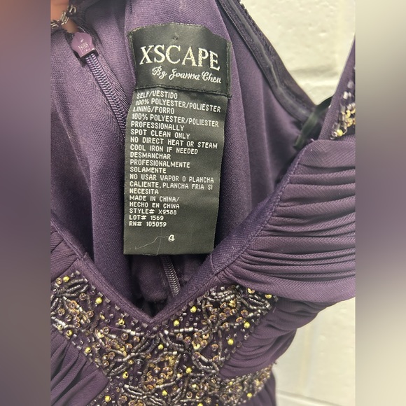 Xscape by Joanna Chen- Eggplant purple prom dress, size 4 - Picture 7 of 8